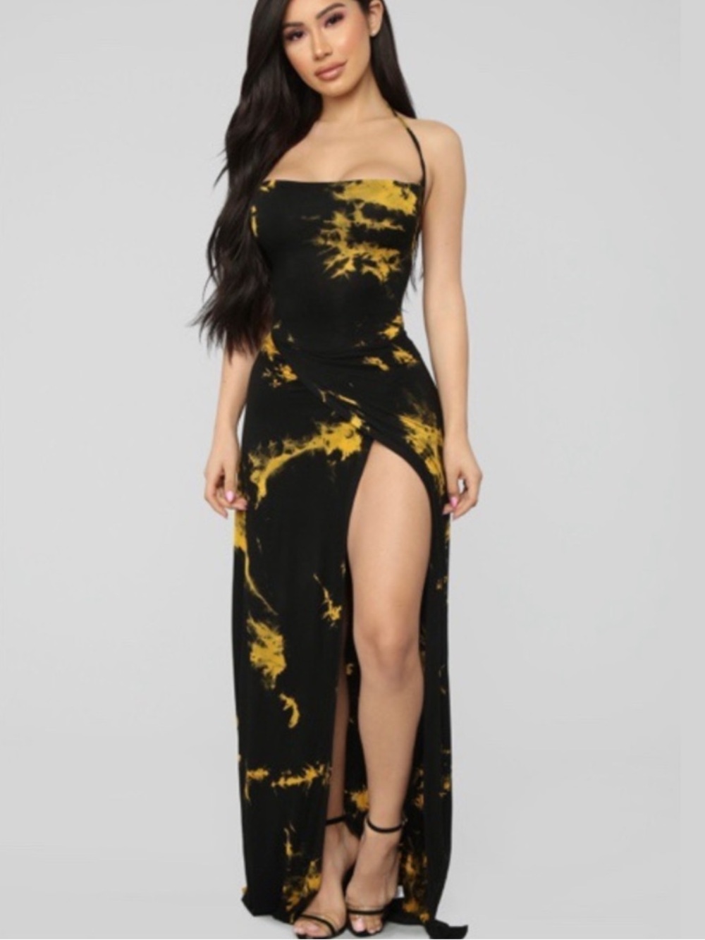 Fashion Nova Stained With Envy Halter Maxi Dress